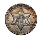 1862 1 Three Cent Silver Piece  Very Nice Choice Gem Bu   Overdate    Free S h