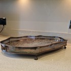 Large Antique Silver Plate Gallery Cocktail Serving Tray Lion Paw Feet Edwardian