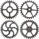 4 Pieces Wooden Industrial Steampunk Style Gear Wheel Wall Decoration 10 Inch   