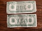 Vintage Flintstone Play Money 2 Bills Dino   Wilma