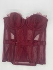 Victoria Secret Lingerie Bustier Corset 32b Red Lace Sheer Boned Underwire Sexy