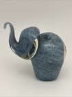 Vintage Grey Blue Art Glass Elephant Paperweight figurine-free Uk Postage