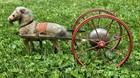 Antique 1920s-1930s German Horse W bell And Wheels Pull Toy        Works 