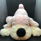 Fao Schwarz Pink   Cream Puppy Dog Hound Fluffy Floppy Ears Plush Lovey 18 