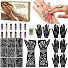 Mandala Temporary Tattoo Stencils Kit - 9 Sheets Hand   Body Flowers Stencils   