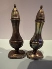 Vintage Metal  heavy   Salt   Pepper Shakers 2pc Set Silver Marked Bp 31   24