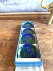 Vintage Bovano Enamel Trinket Tray Set   Mid Century Cobalt Blue   Teal Dishes