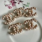 Lot Of 5 Gold Tone 15x20mm  Chanel Cc Coco Button Buttons Stamped Steel