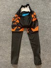 Sponeed Cycling Bib Tights Mens L Padded Chamois Black Orange Ankle Zip Gripper
