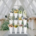 Flower Display Stand With Buckets 3layers Metal Plant Stand White Frame   Bucket