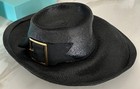 Frank Olive Back Straw Summer Derby church Hat  Gold Buckle  Never Worn