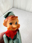 2 Vtg 50 s Japan Knee Hugger Pixie Elf Christmas Ornaments Red   Green Figurines
