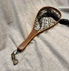Brodin Wooden Fly Fishing Landing Net     Handcrafted With Black Mesh   Brass Clip