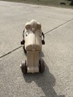 Vintage Ride On Horse Toy Moveable Mouth Tan Brown Wheels Handle Outdoors Rare