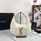 Women s White Quilted Leather Shoulder Bag  Gold Hardware Hobo Handbag