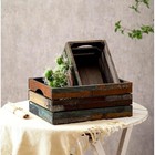 Rustic Distressed Wood Nesting Crates Set Farmhouse Storage Boxes Vintage Decor