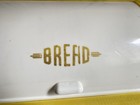Vintage Yellow   White Plastic Roll Top Kitchen Bread Box  Retro Farmhouse 1950s