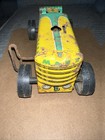 Vintage 1950s Marx Wind Up Tin Tractor Toy No 5 Yellow Green Metal Farm Antique