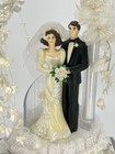 Vintage Wilton Forevermore Black Tux Wedding Cake Topper Bride Groom Brunette