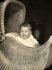 Vintage Postcard Baby In Wicker Carriage Antique Infant Portrait