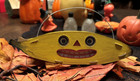 Halloween Folk Art Banana Face Hand Painted Antique Vtg Style Lantern Double Sid