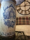 Very Rare Antique 19th Century Asian Blue Transferware Lamp - See Photos 