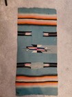 Very Early Chimayo Mini Rug Hand Woven Wool 17x37 