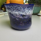 Vintage 1999 Artisan Blown Art Glass Cobalt Blue Vase bowl Signed By The Artist