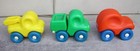 Lot Of 3 Vtg Little Tikes Chunky Cars Tow Truck Sedan Dump Truck My First Wheels