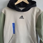 Adidas Youth Graphic Logo Pullover Hoodie Sweatshirt Beige Green Sz L 14-16 New 