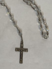 Vintage Sterling Silver Rosary Aurora Borealis Crystal Beads Crucifix Italy Case