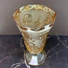 Jeanette Herringbone Vase Marigold Carnival Depression Glass Iris 1930s