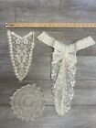 Lot Of Antique 1910s Victorian Crochet Lace Textile Remnant Doilies Floral As Is