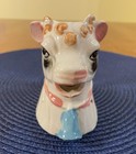 Vintage Cow Head W Blue Bell Creamer Hand Painted Made In Japan  6149
