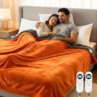 King Size Electric Heated Blanket 90 x100  Dual Control Flannel 12 Heat Levels 