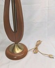 Vtg Mid Century Modern Wood Brass Danish Table Lamp Mcm 1950s 60s 70s Mod Hip 
