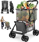 Folding Shopping Cart With 360   Wheels removable Tote Bag Multi Use Grocery Cart
