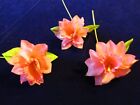 Vintage Millinery Flower 3  Pink Daffodil Narcissus Lot Of 3 Czechoslovakia Ku8b