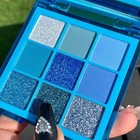 9 Colors Blue Glitter Eyeshadow Palette  Metallic Shimmer Makeup For Older Women