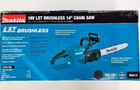 New In Box Makita Chain Saw Xcu11z 14  18v Cordless Brushless Lxt 18 Volt
