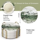 Set Of6green Ceramic Coasters With Holder Cool Drinks Best Absorbent Coaster Set