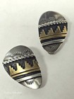 Vtg Tommy Thomas Singer Navajo Sterling Silver Gold-filled Clip Earrings 1 2 