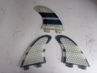 Fcs V-2 Thruster Surfboard Fin Set 3 Fins White gray black Honeycomb