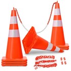 6pcs 28   Pvc Traffic Safety Cones Fluorescent Reflective W  Chain Parking Road