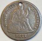 1877 Seated Liberty Silver Dime Love Token  m l   Nice Coin 