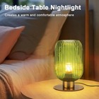 Green Glass Table Lamp  Mid Century Modern Table Lamp Vintage Gold Bedside La   