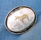 Western Horse Belt Buckle Fancy Floral Scroll Cowboy Cowgirl Montana Ss   nox951