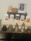 Vintage Thimbles Lot Of 13 Plus Wooden Display