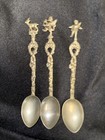Vintage Italy Pewter Souvenir Spoon Set Of 6 Firenze Venice Cherub Fleur-de-lis