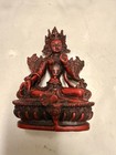 Tibetan Tara Buddhist Statue Red   Black Detailed Meditation Decor